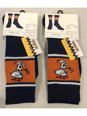 Peanuts Golfing Snoopy Men's Crew Socks Size 10-13 Set of 2 Bioworld